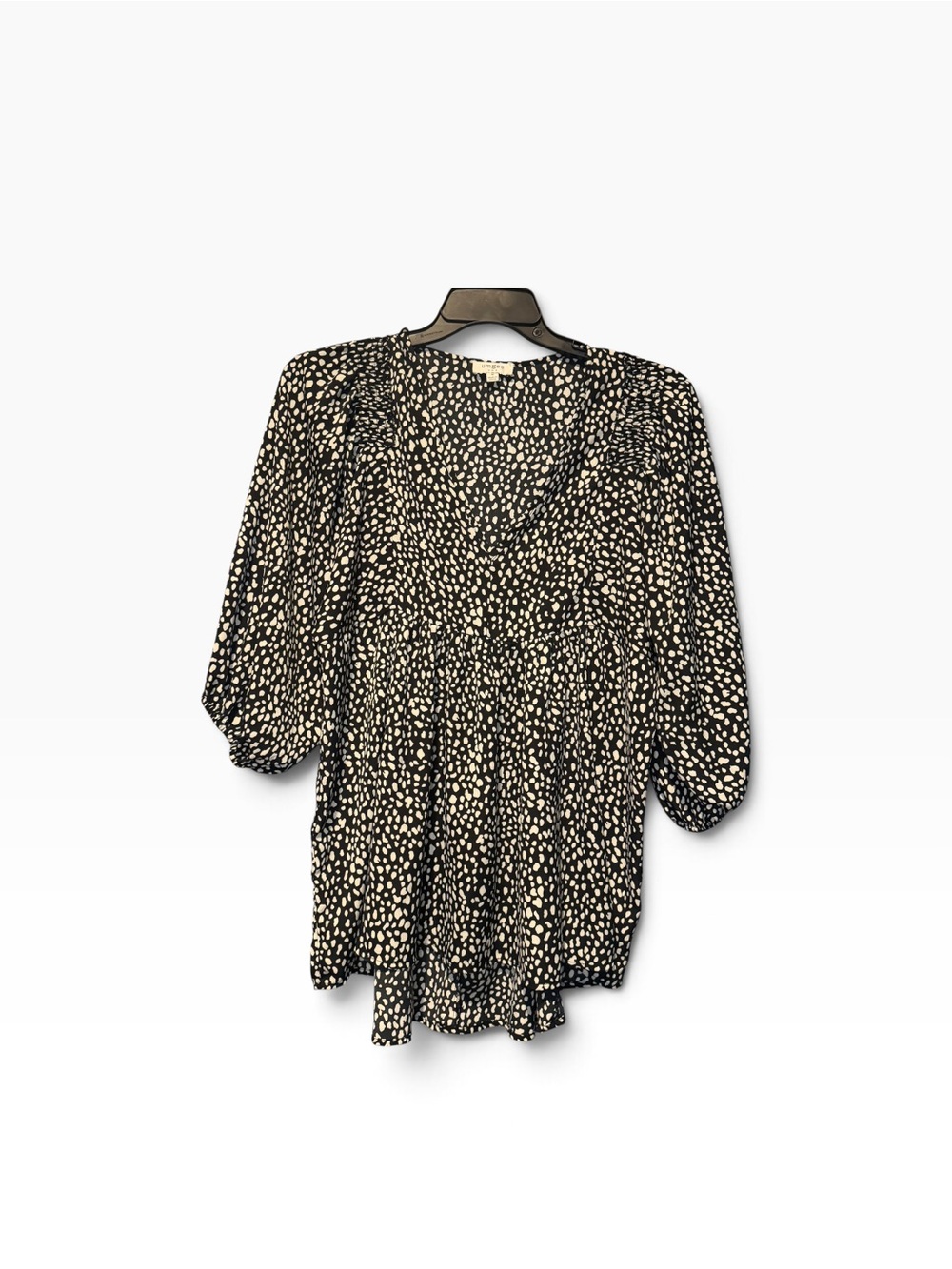 Umgee Black and Cream Dalmatian Print Blouse